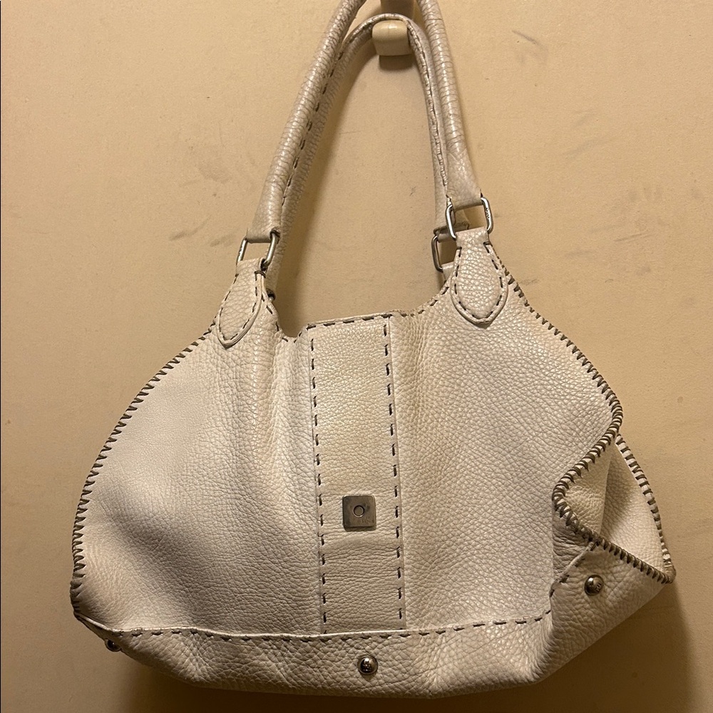 Fendi selleria authentic 925 vintage pebble leather vintage Cream Handbag - Picture 12 of 15